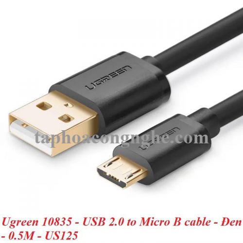 Ugreen 10835 0.5M màu Đen Cáp sạc truyền dữ liệu USB 2.0 sang MICRO USB lõi đồng US125 30010835